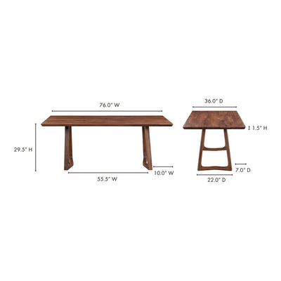 Silas Dining Table Walnut Brown by Moe's Home