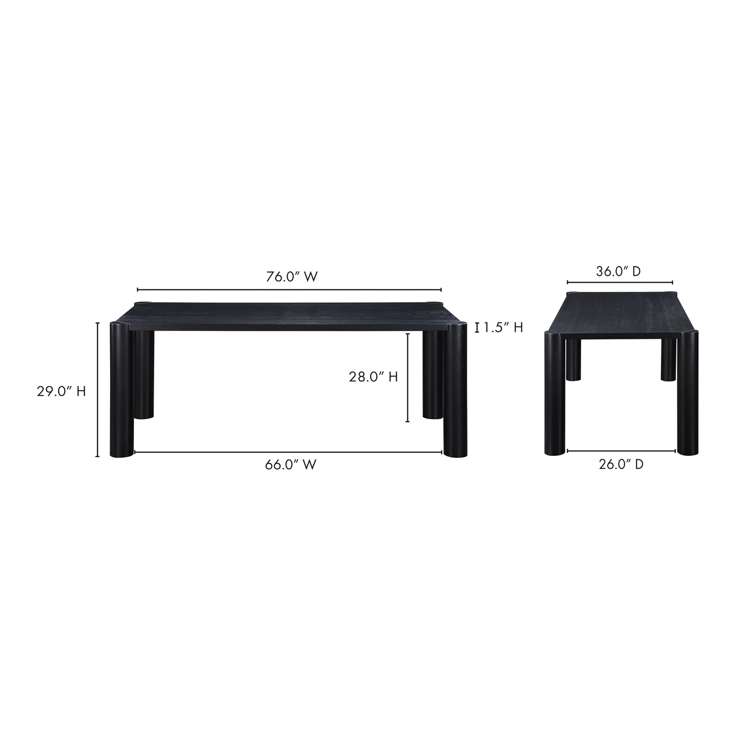 Post Small Dining Table Black by Moe's Home