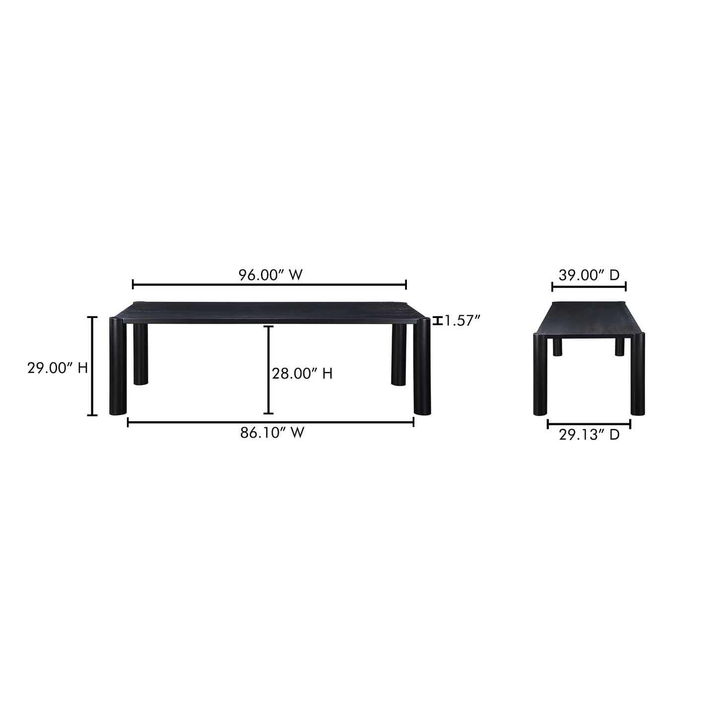 Post Large Dining Table Black by Moe's Home