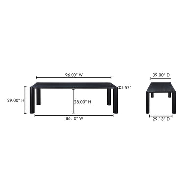 Post Large Dining Table Black by Moe's Home
