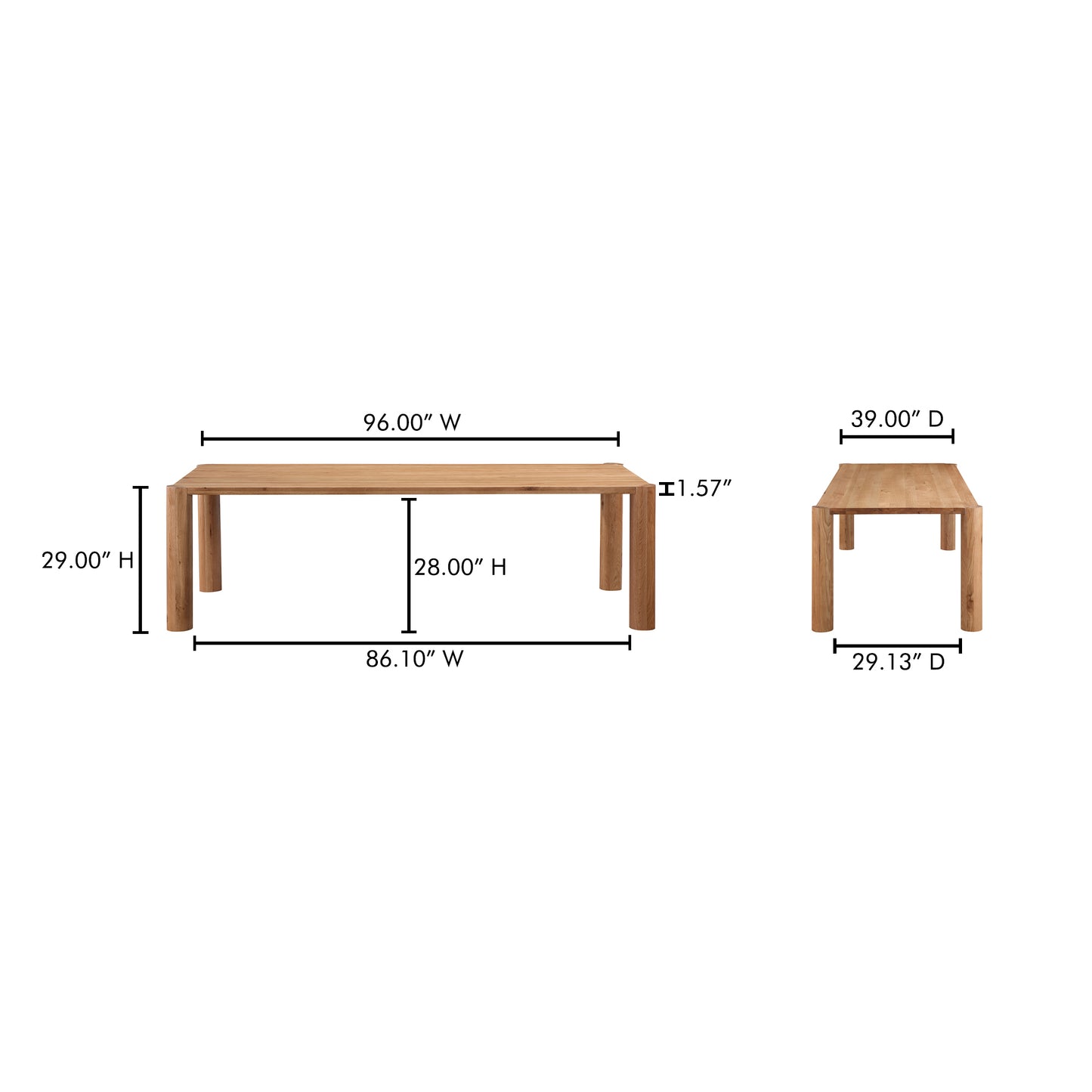 Post Large Table Large Natural Oak by Moe's Home