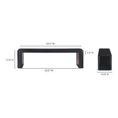 Post Small Dining Bench Black by Moe's Home