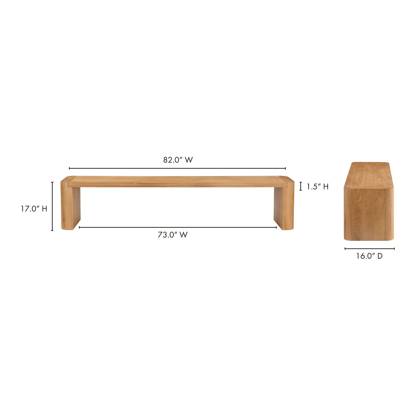 Post Large Dining Bench Natural by Moe's Home
