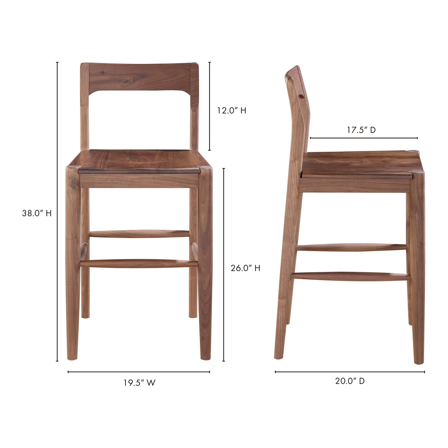 Owing Counter Stool Walnut Brown by Moe's Home