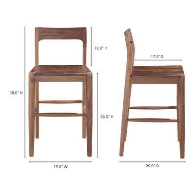 Owing Counter Stool Walnut Brown by Moe's Home