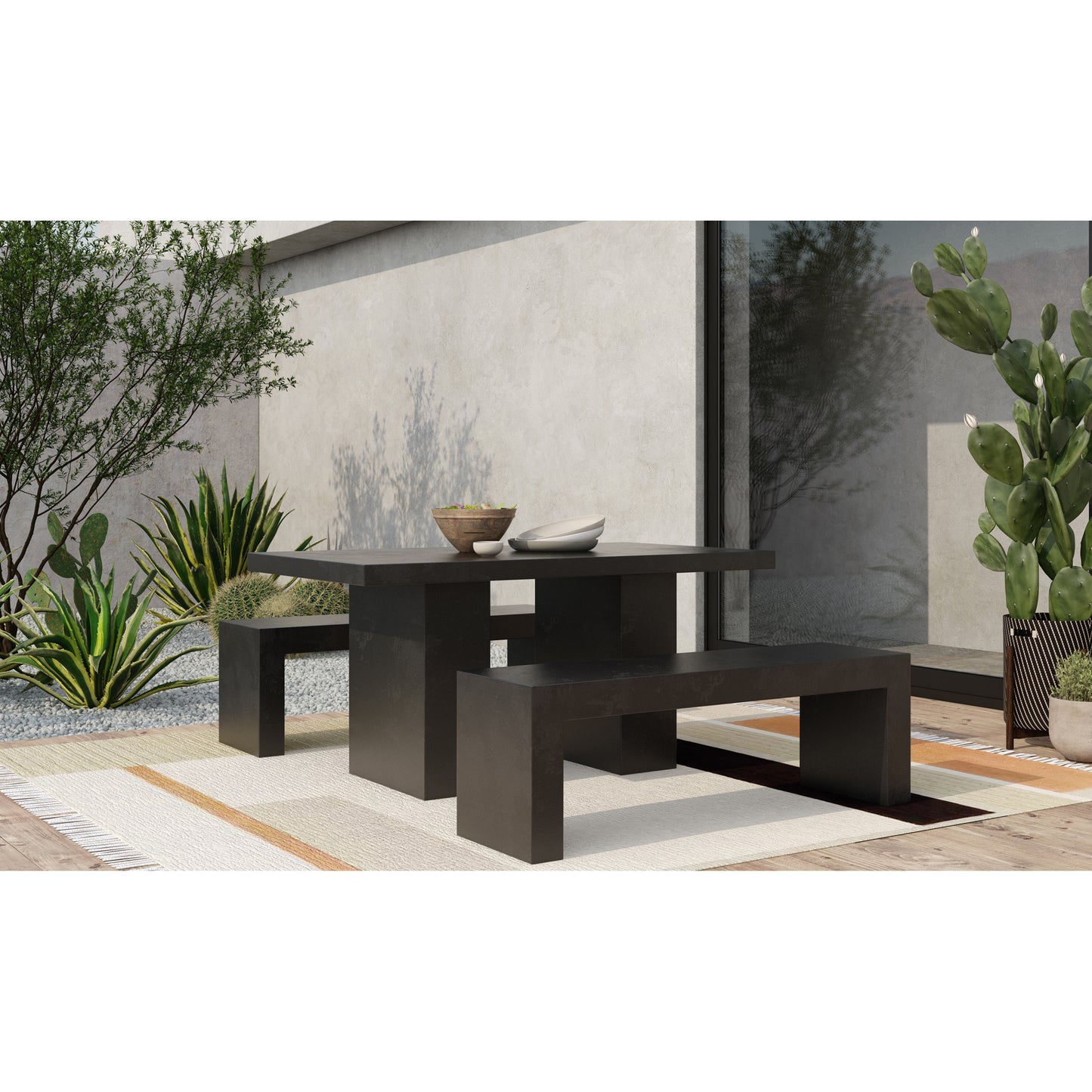 Lazarus Outdoor Bench Black by Moe's Home