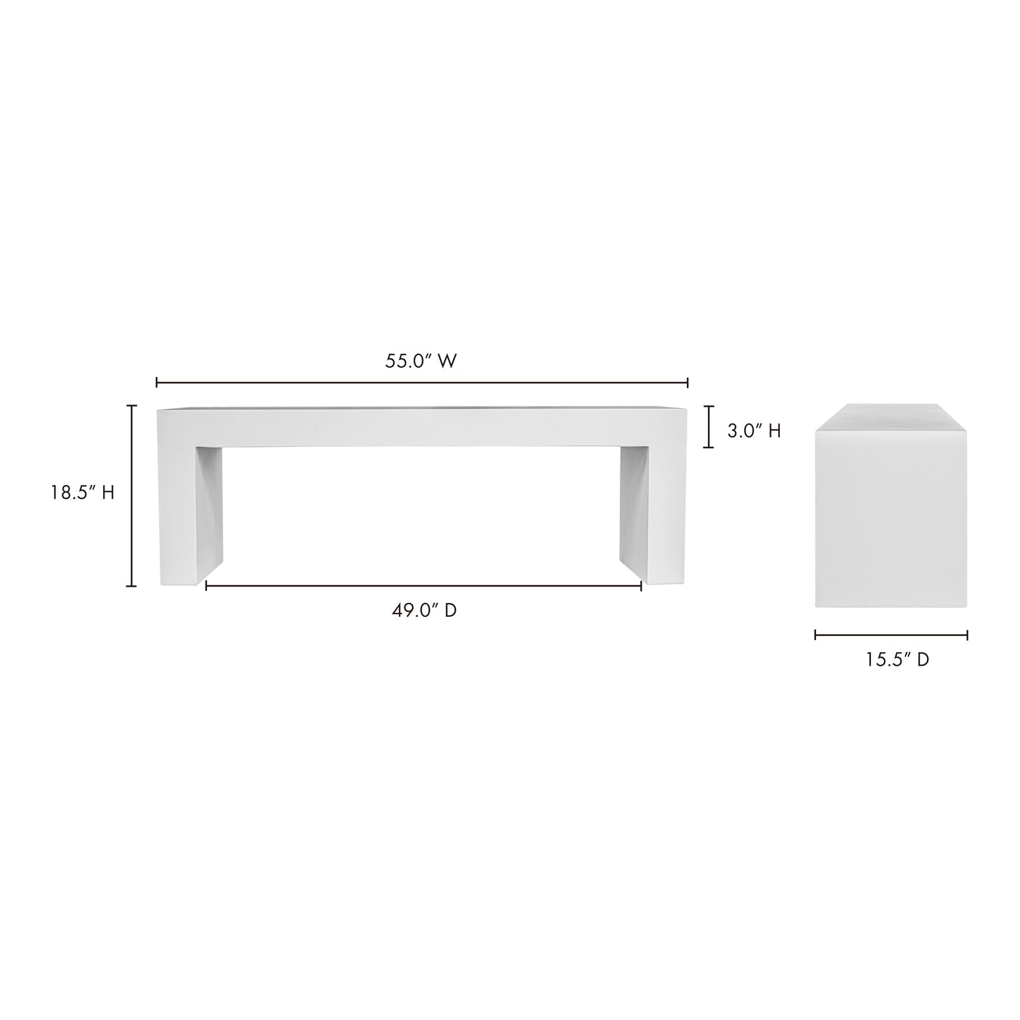 Lazarus Outdoor Bench White by Moe's Home