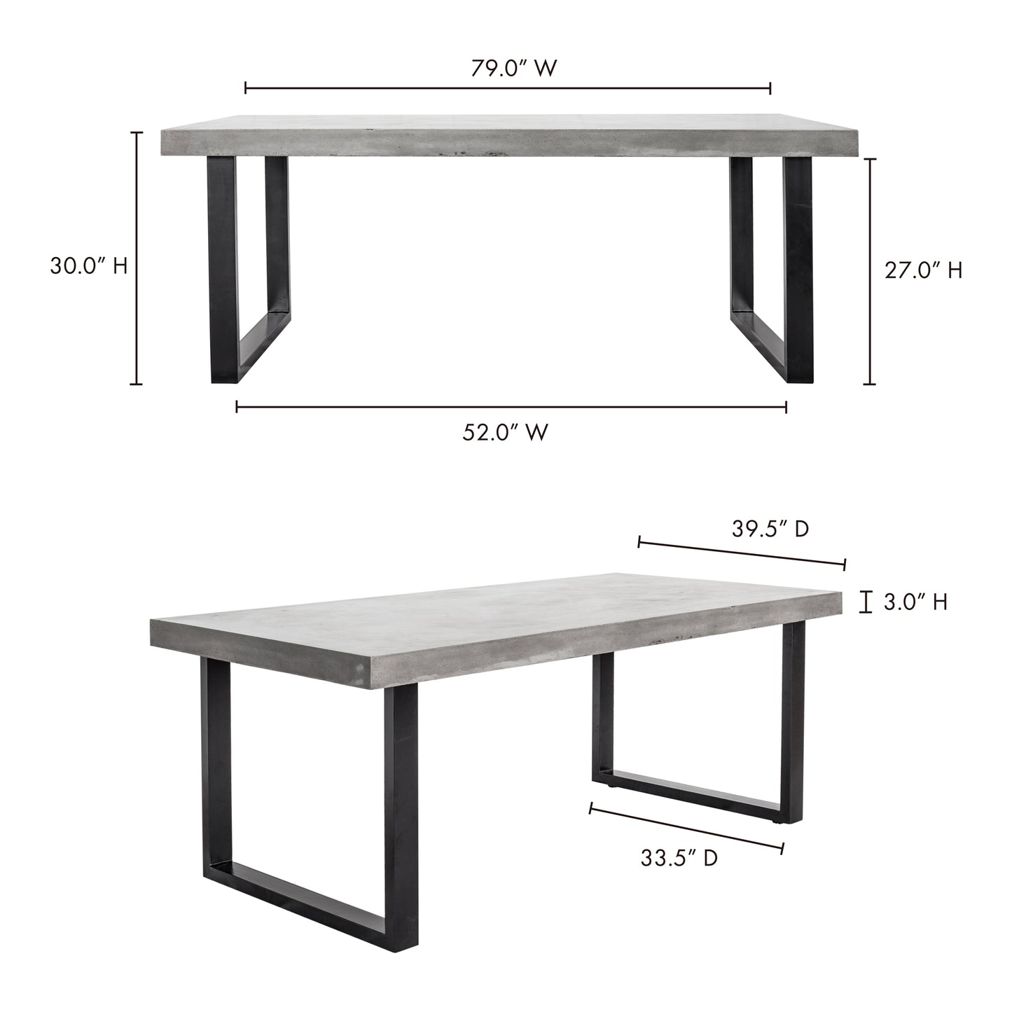 Jedrik Large Outdoor Dining Table Dark Grey by Moe's Home