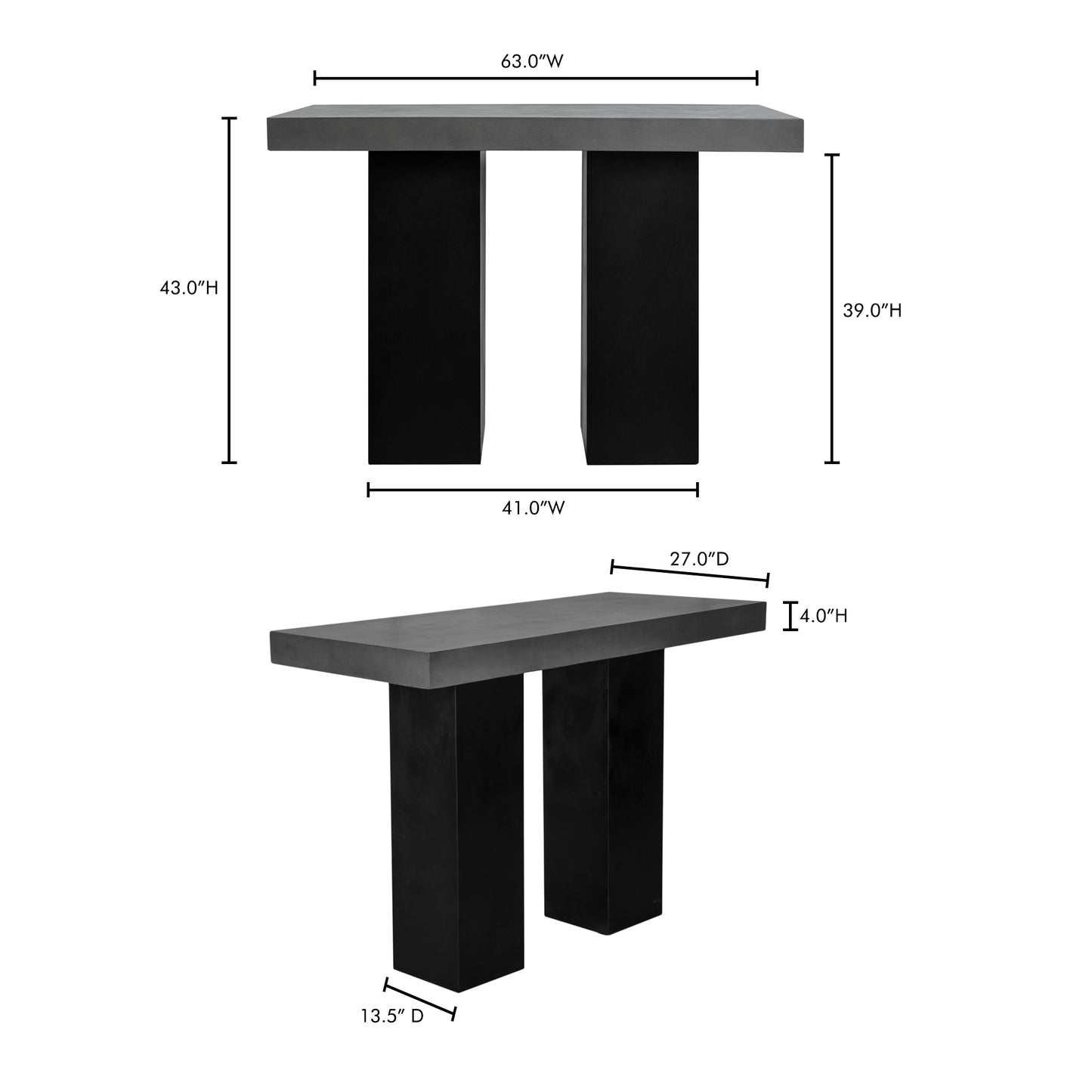 Lithic Outdoor Bar Table Dark Grey by Moe's Home