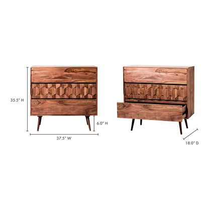 O2 3 Drawer Nightstand Natural