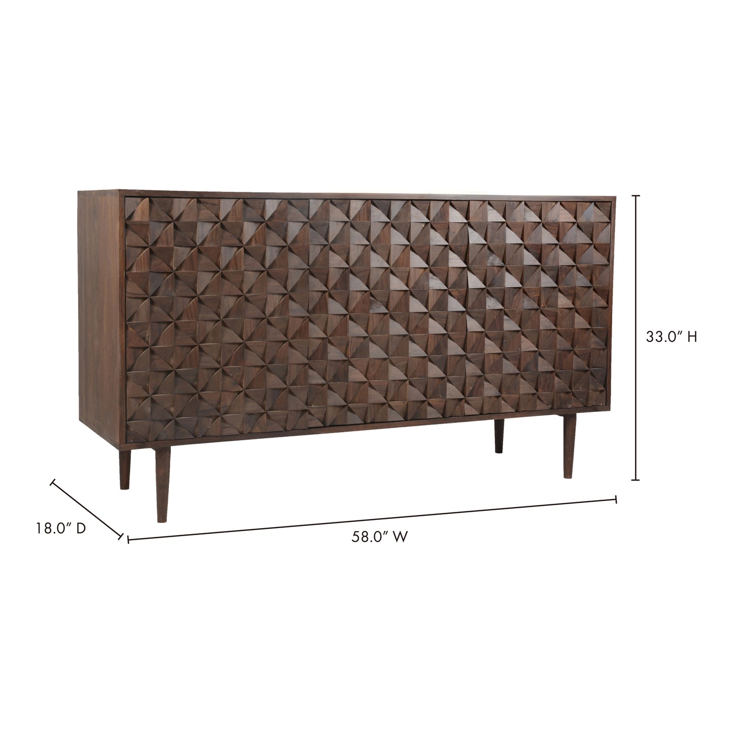 Pablo 3 Door Sideboard Dark Brown by Moe's Home