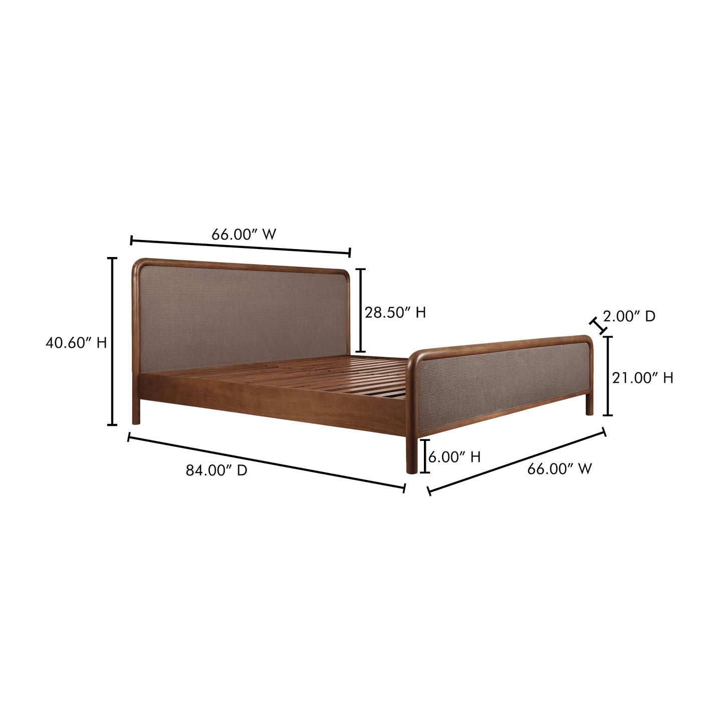 Rye Queen Bed Warm Brown by Moe's Home