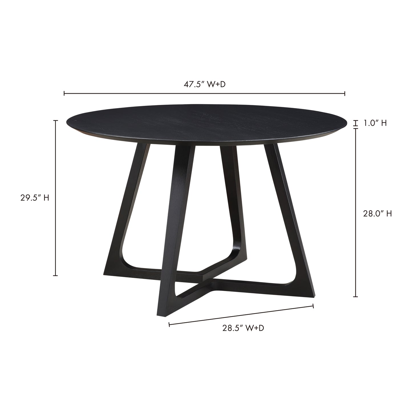 Godenza Round Dining Table Black by Moe's Home