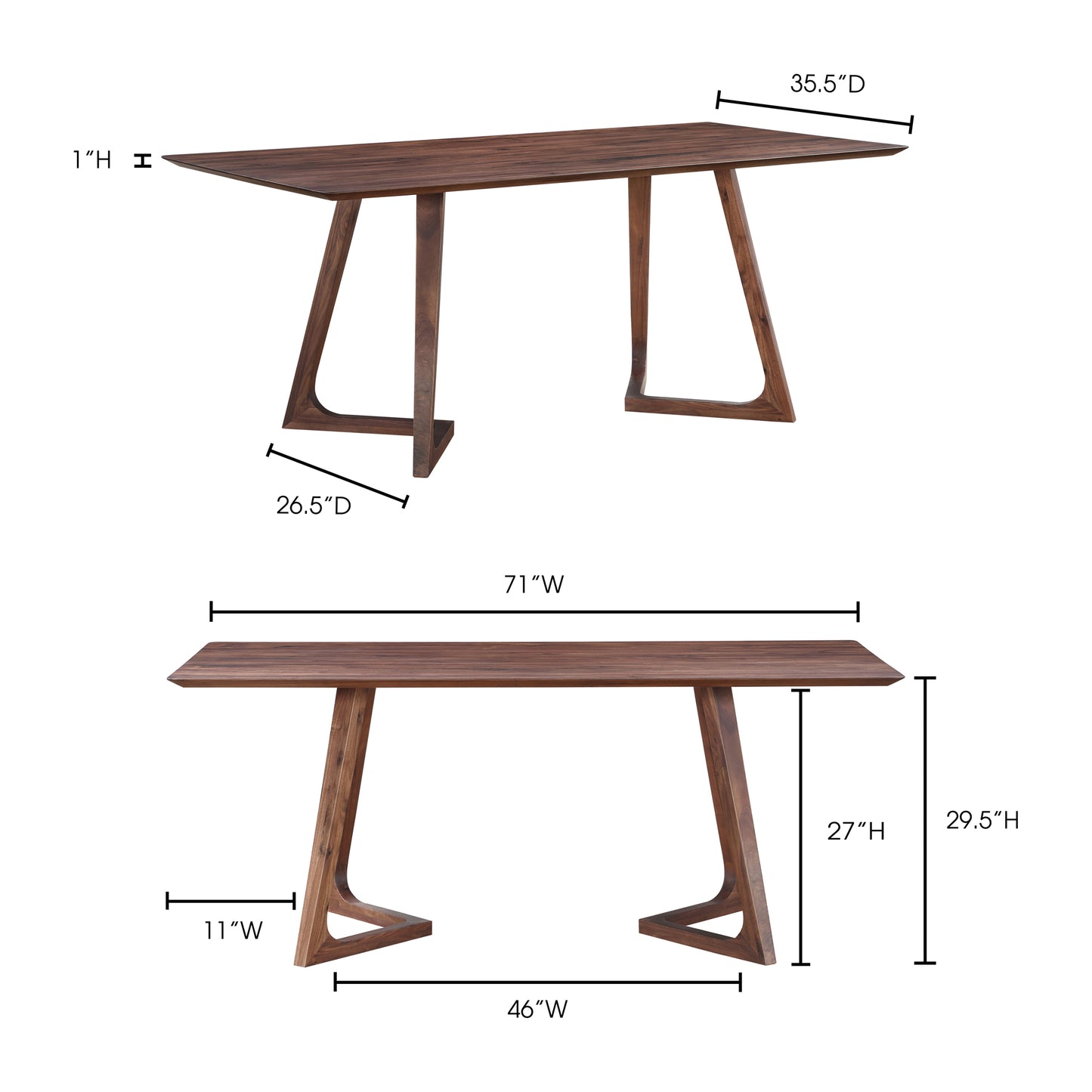 Godenza Rectangular Dining Table Brown by Moe's Home