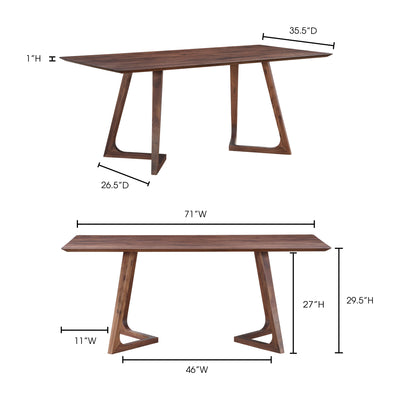 Godenza Rectangular Dining Table Brown by Moe's Home