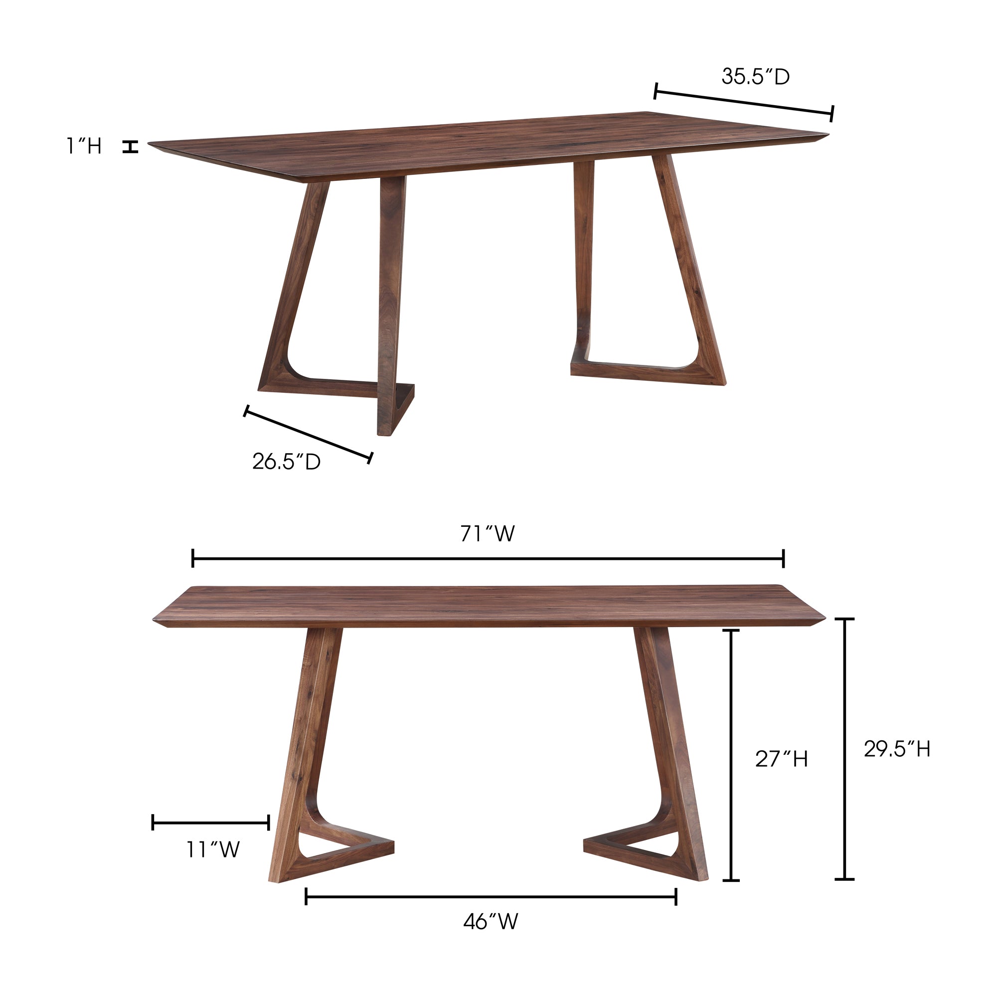 Godenza Rectangular Dining Table Brown