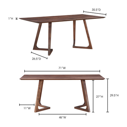 Godenza Rectangular Dining Table Brown