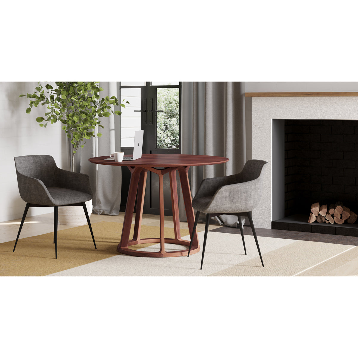 Aldo Round Dining Table Brown by Moe's Home
