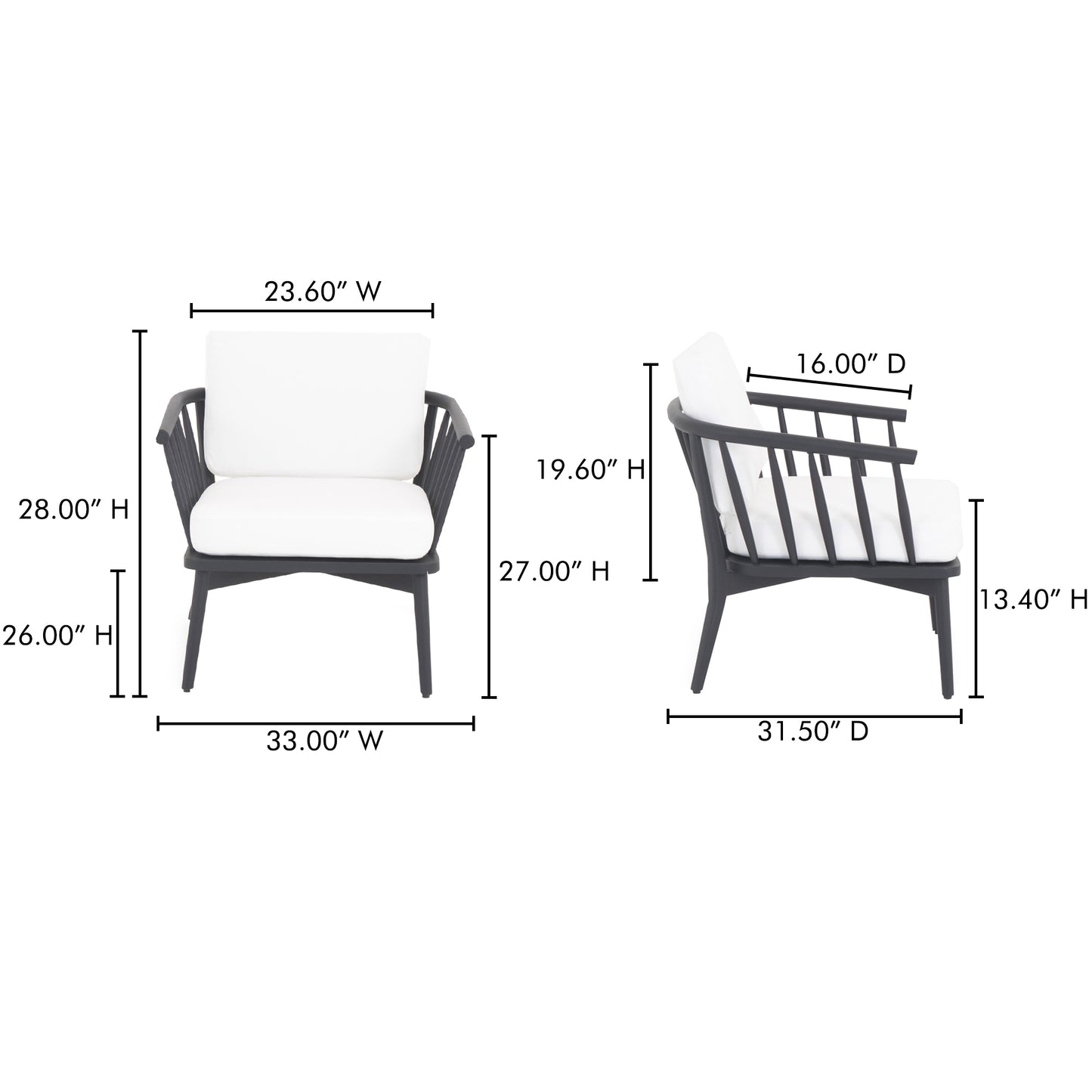 Wren Outdoor Lounge Chair Warm White by Moe's Home