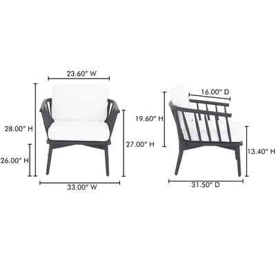Wren Outdoor Lounge Chair Warm White by Moe's Home