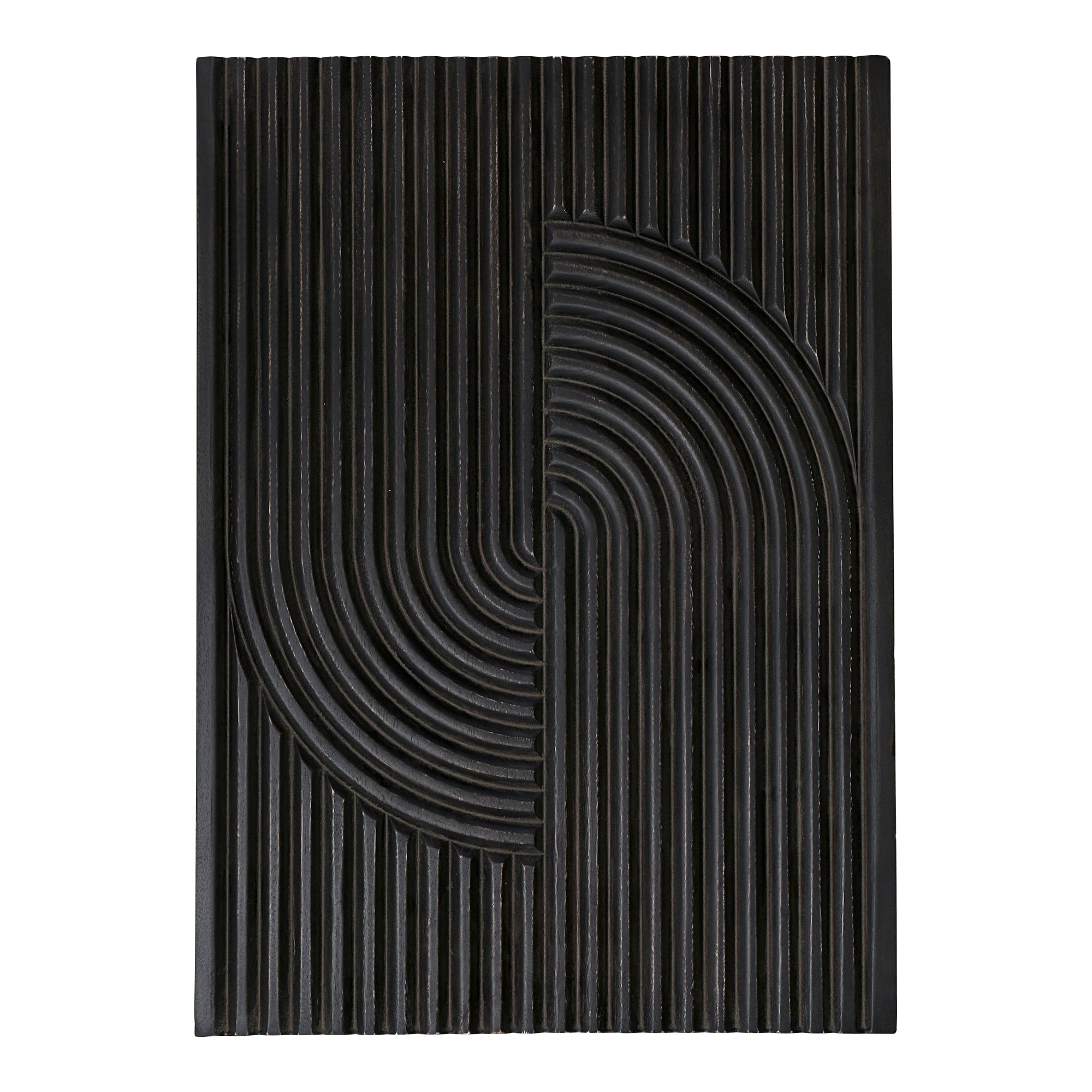 Knott Carved Wood Wall Art Washed Black | Black