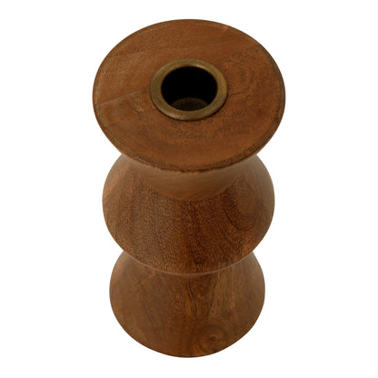 Sequence Small Wooden Candle Holder Brown