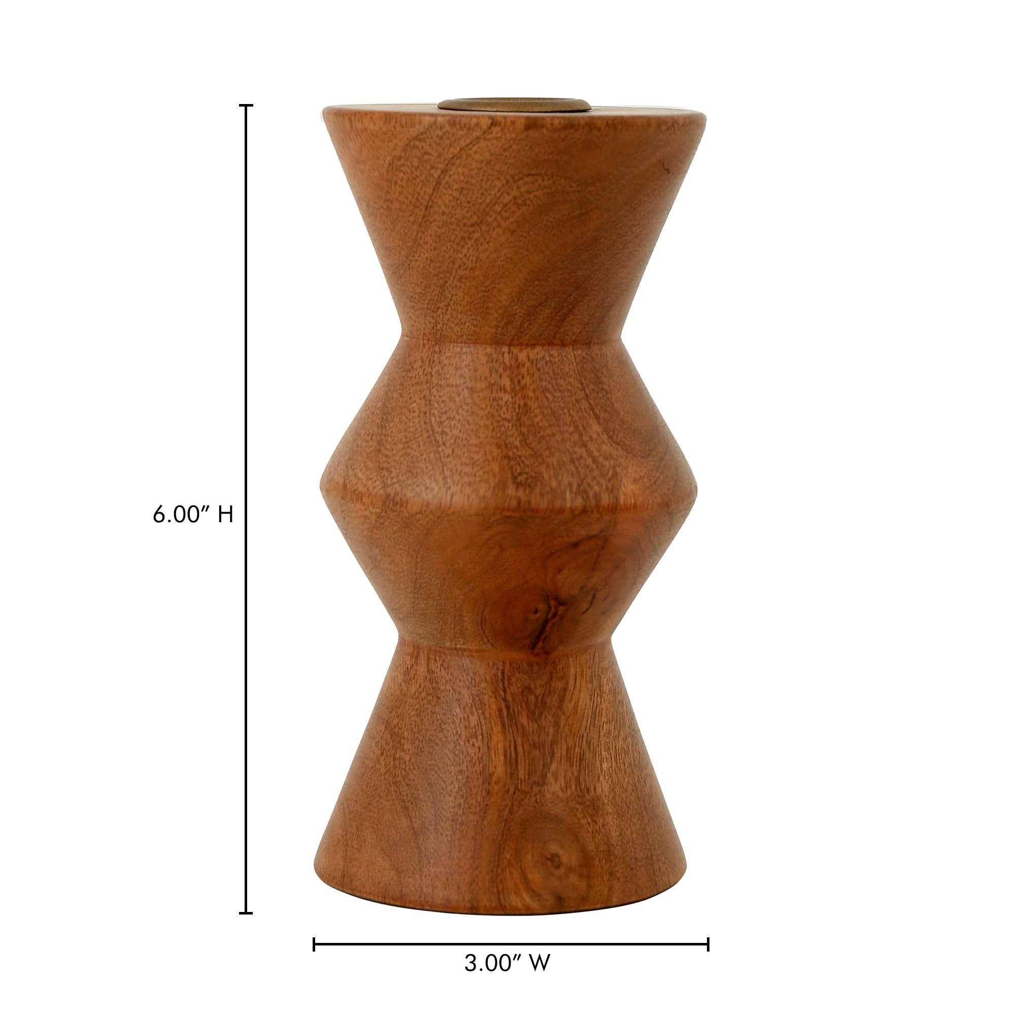 Sequence Small Wooden Candle Holder Brown