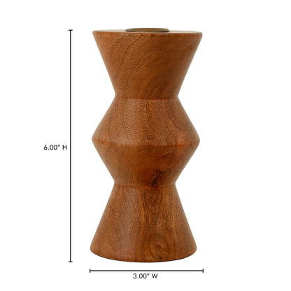 Sequence Small Wooden Candle Holder Brown