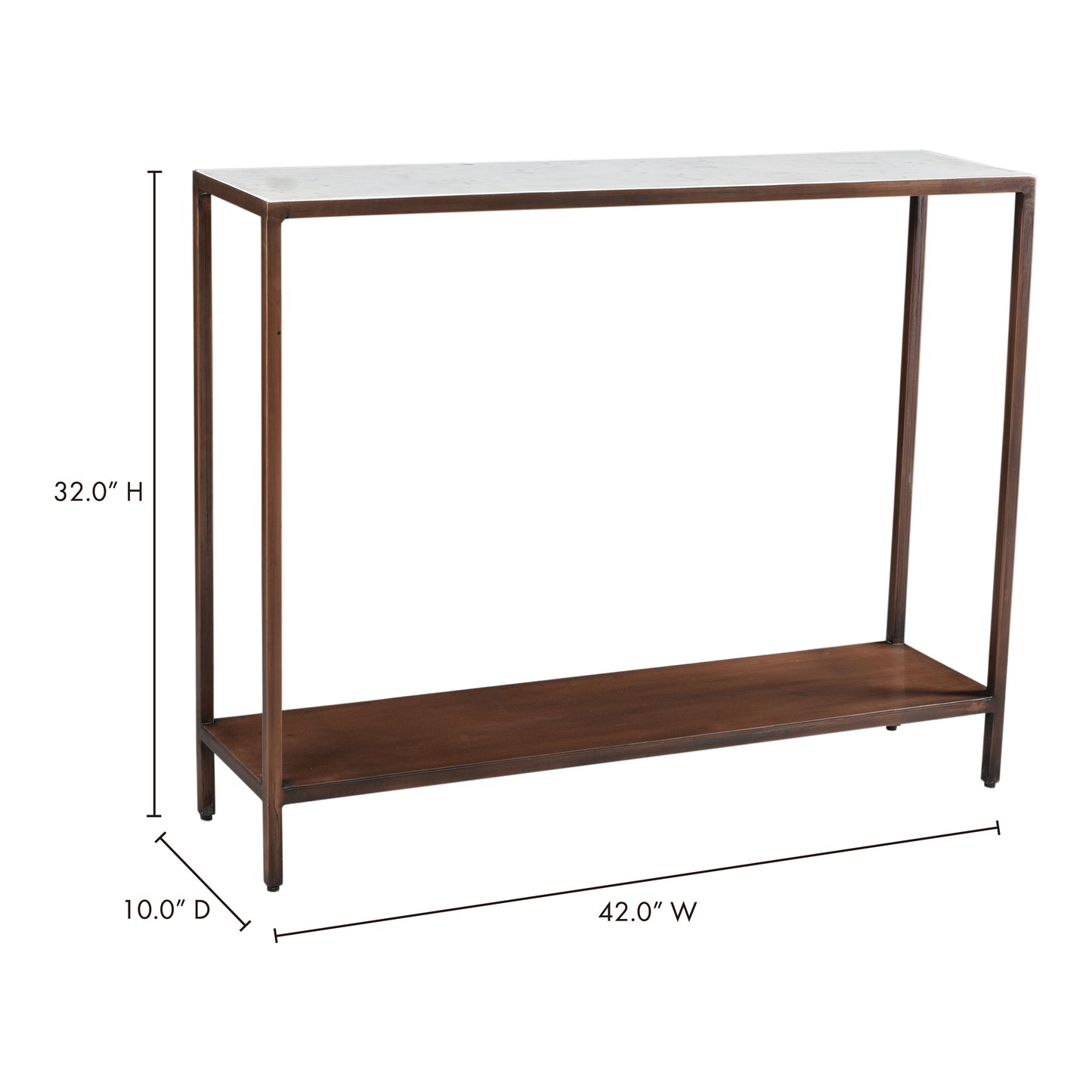 Bottego Console Table Antique Copper by Moe's Home