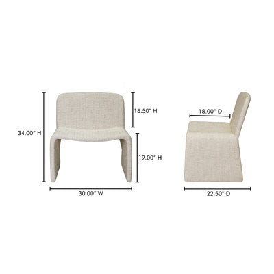 Ella Accent Chair Heather Beige by Moe's Home