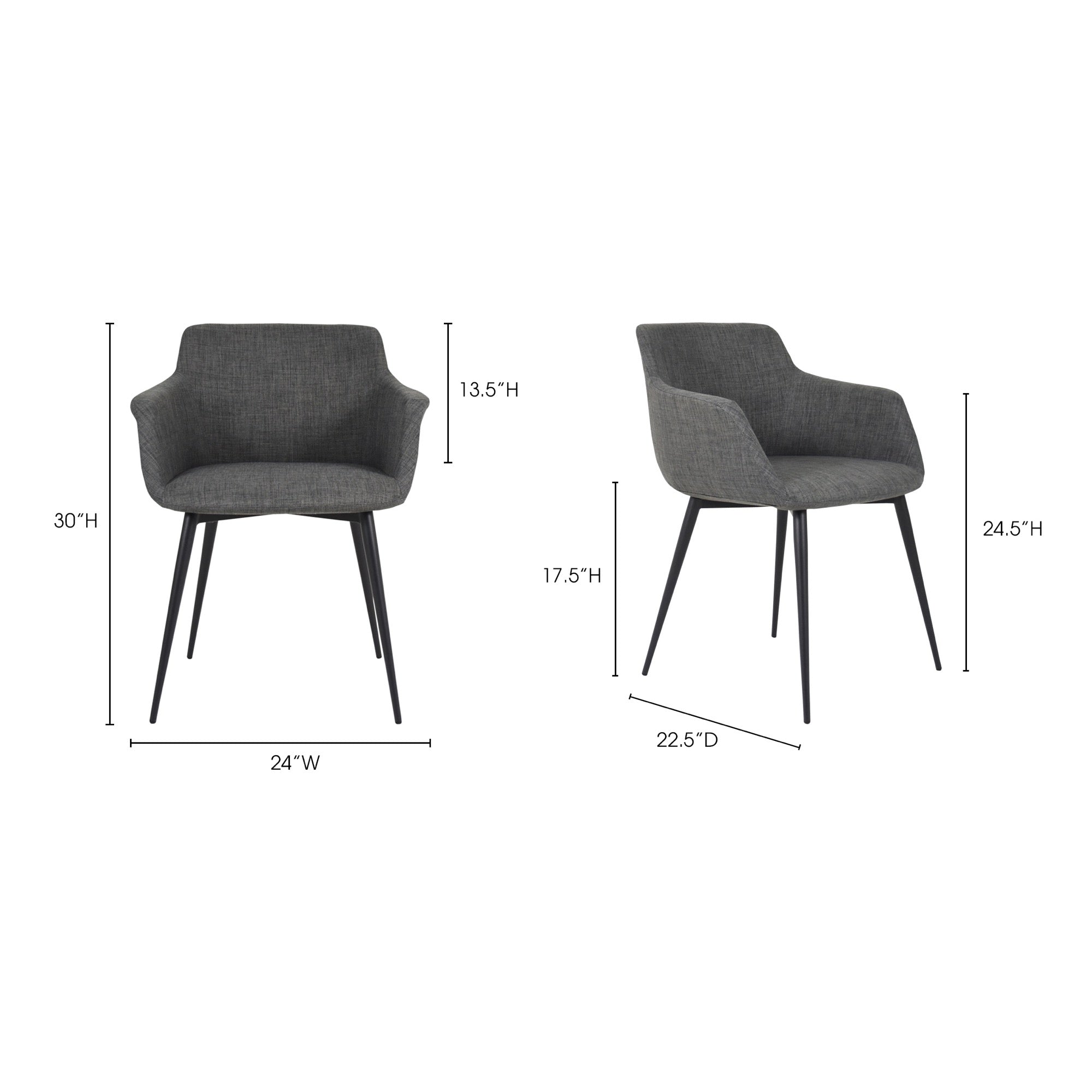 Ronda Arm Chair Dark Grey - Set Of Two