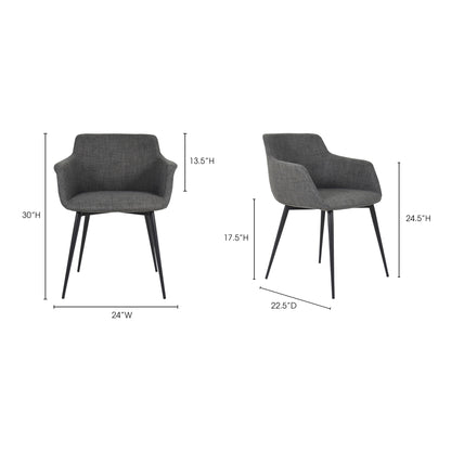 Ronda Arm Chair Dark Grey - Set Of Two