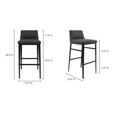 Baron Bar Stool Charcoal Grey by Moe's Home