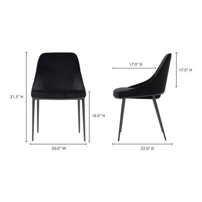 Sedona Dining Chair Shadowed Black Velvet - Set Of Two