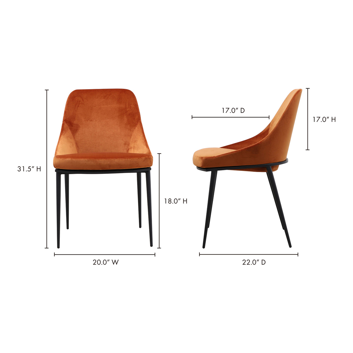 Sedona Dining Chair Amber - Set Of Two by Moe's Home