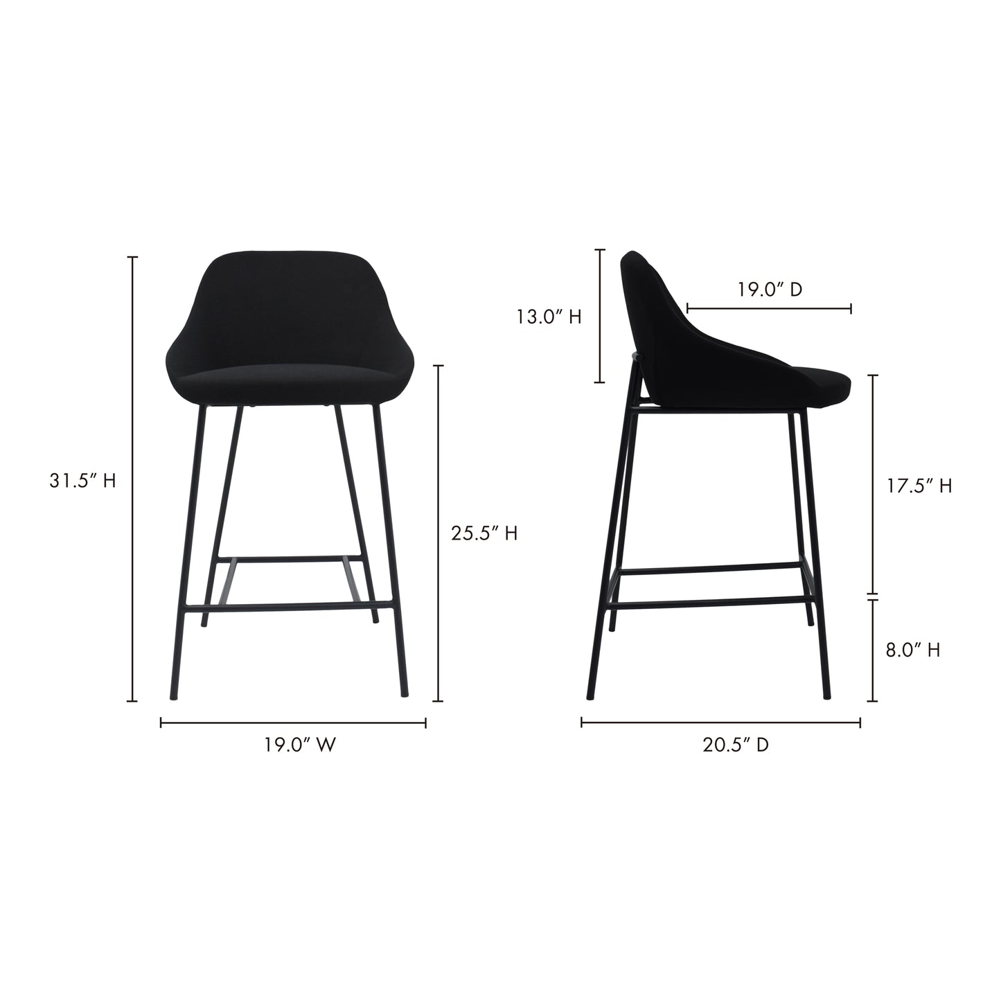 Shelby Counter Stool Black by Moe's Home