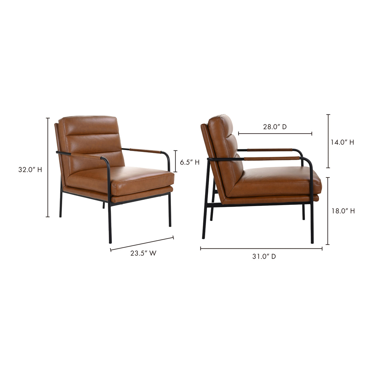 Verlaine Armchair Chestnut Brown by Moe's Home