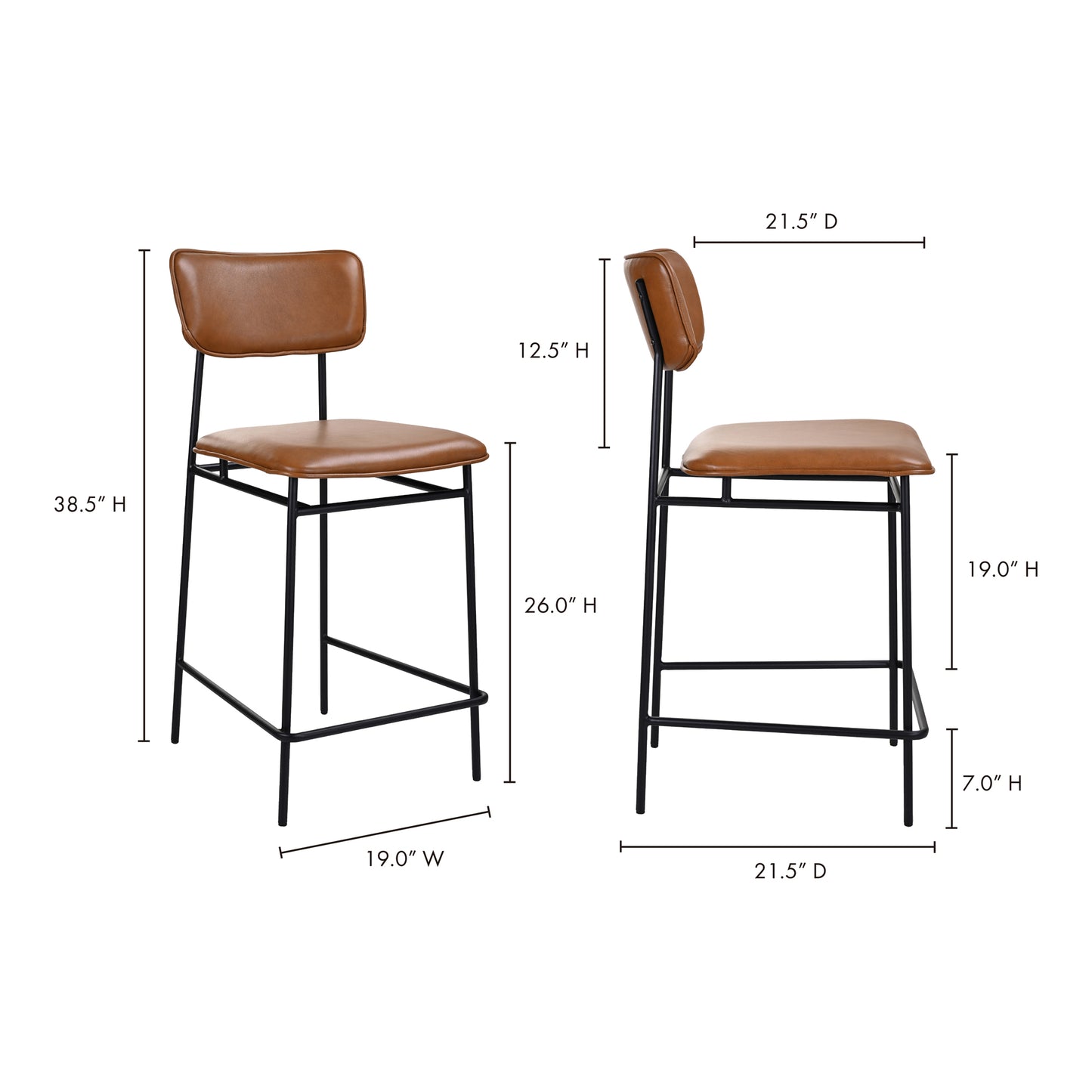 Sailor Counter Stool Brown by Moe's Home