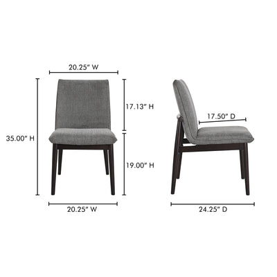 Charlie Dining Chair Dark Grey – Set Of Two by Moe's Home
