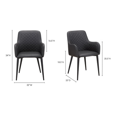 Cantata Dining Chair Mayon Black Vegan Leather - Set Of Two by Moe's Home