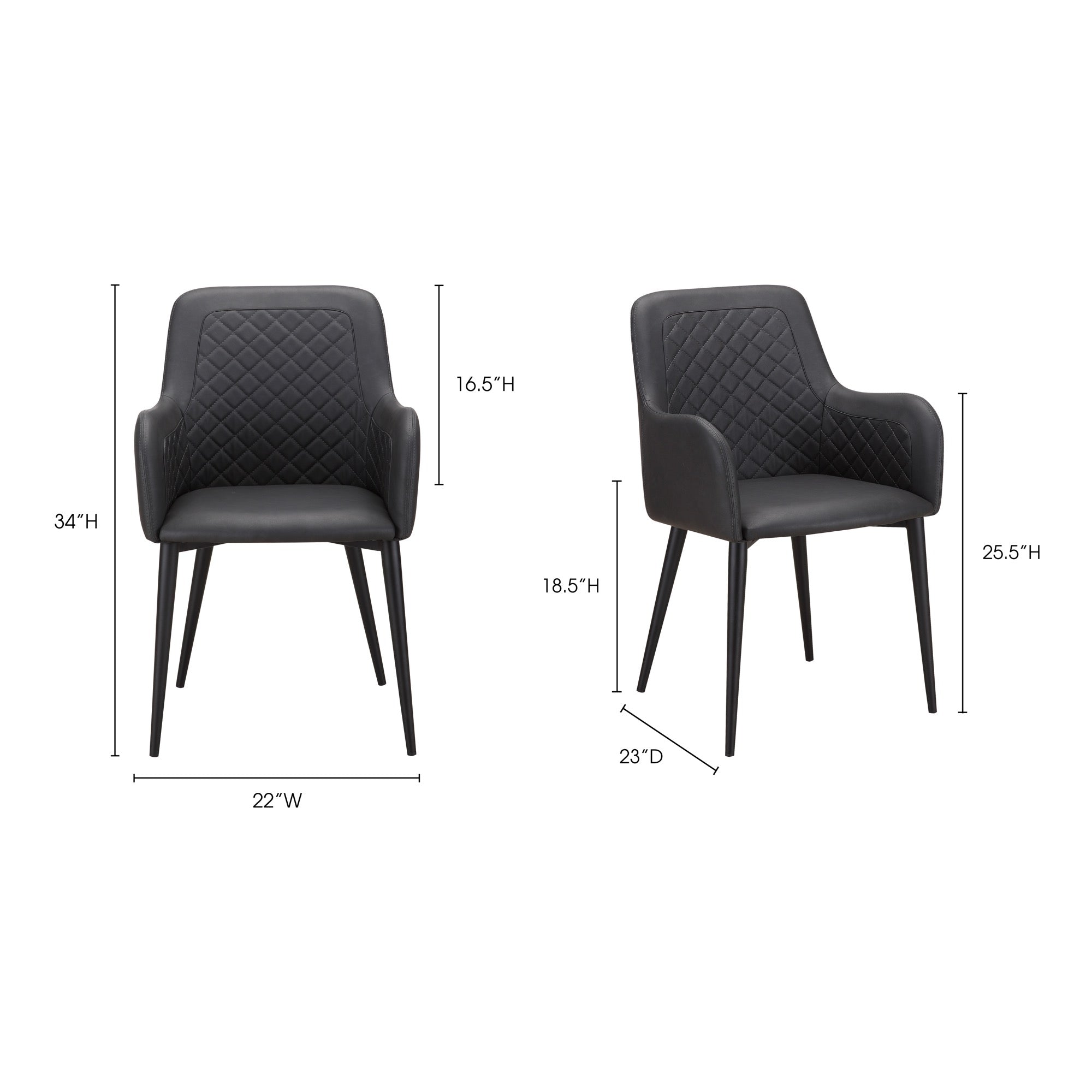 Cantata Dining Chair Mayon Black Vegan Leather - Set Of Two
