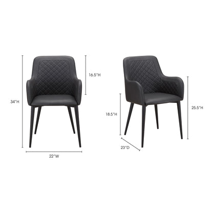 Cantata Dining Chair Mayon Black Vegan Leather - Set Of Two