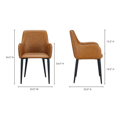 Cantata Dining Chair Tawny Vegan Leather - Set Of Two by Moe's Home
