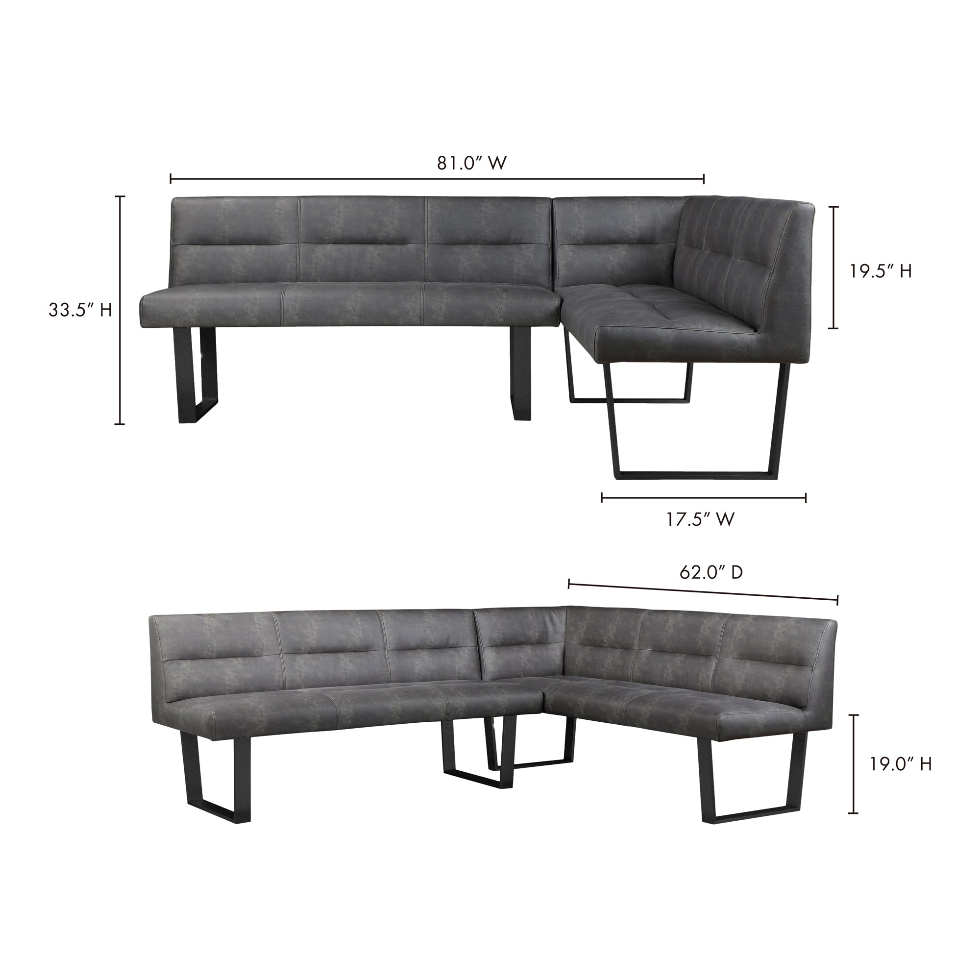 Hanlon Corner Bench Dark Grey