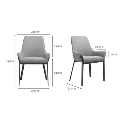 Lloyd Dining Chair Dark Grey - Set Of Two by Moe's Home