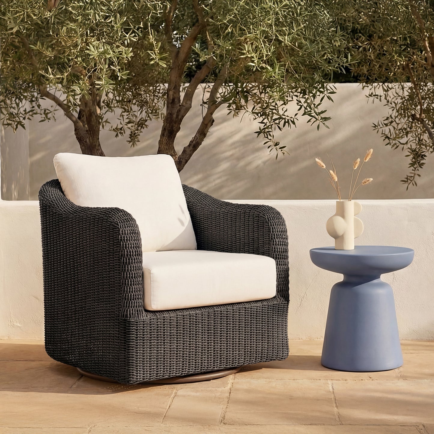 Bodhi Outdoor Swivel Accent Chair  Charcoal by Moe's Home