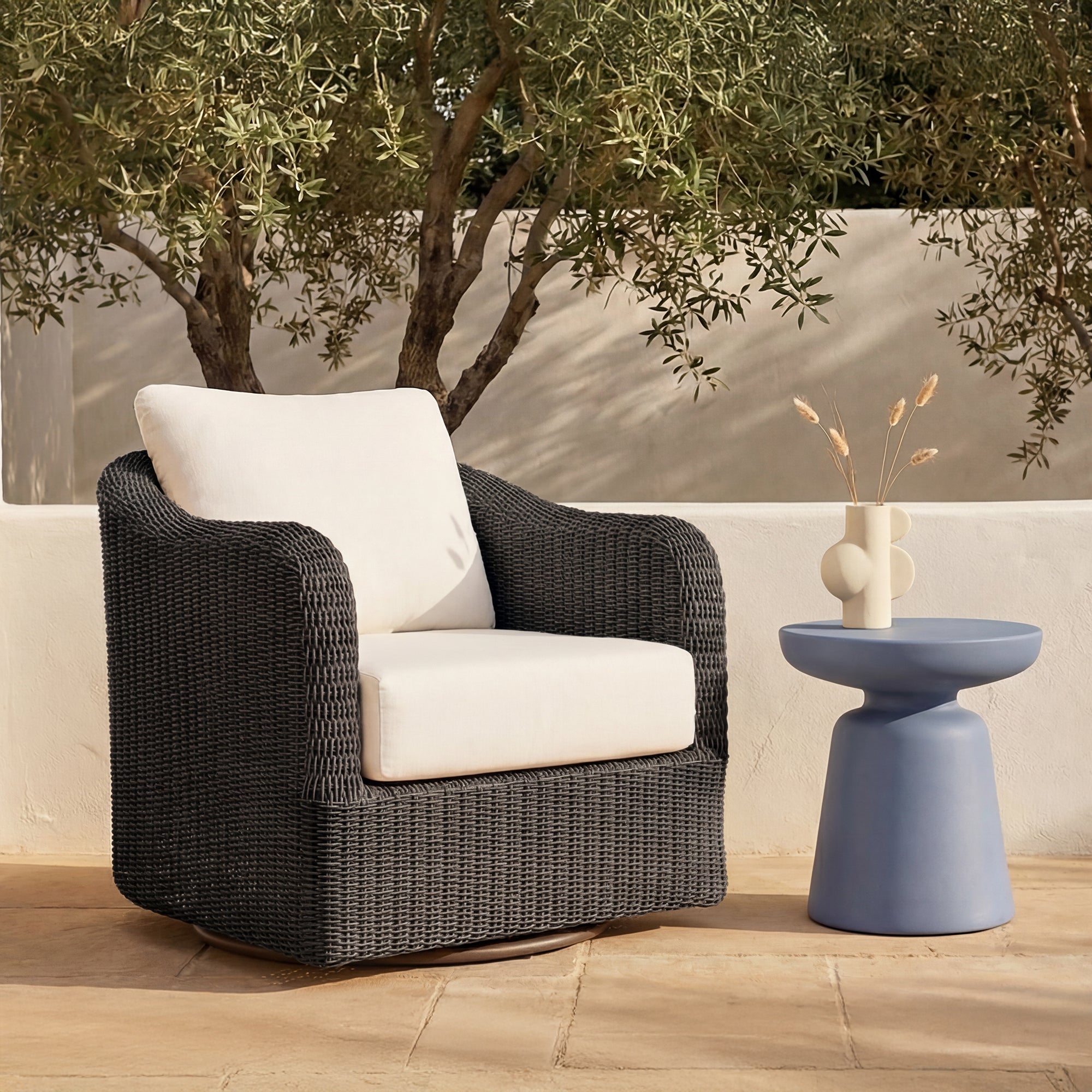 Bodhi Outdoor Swivel Accent Chair  Charcoal by Moe's Home