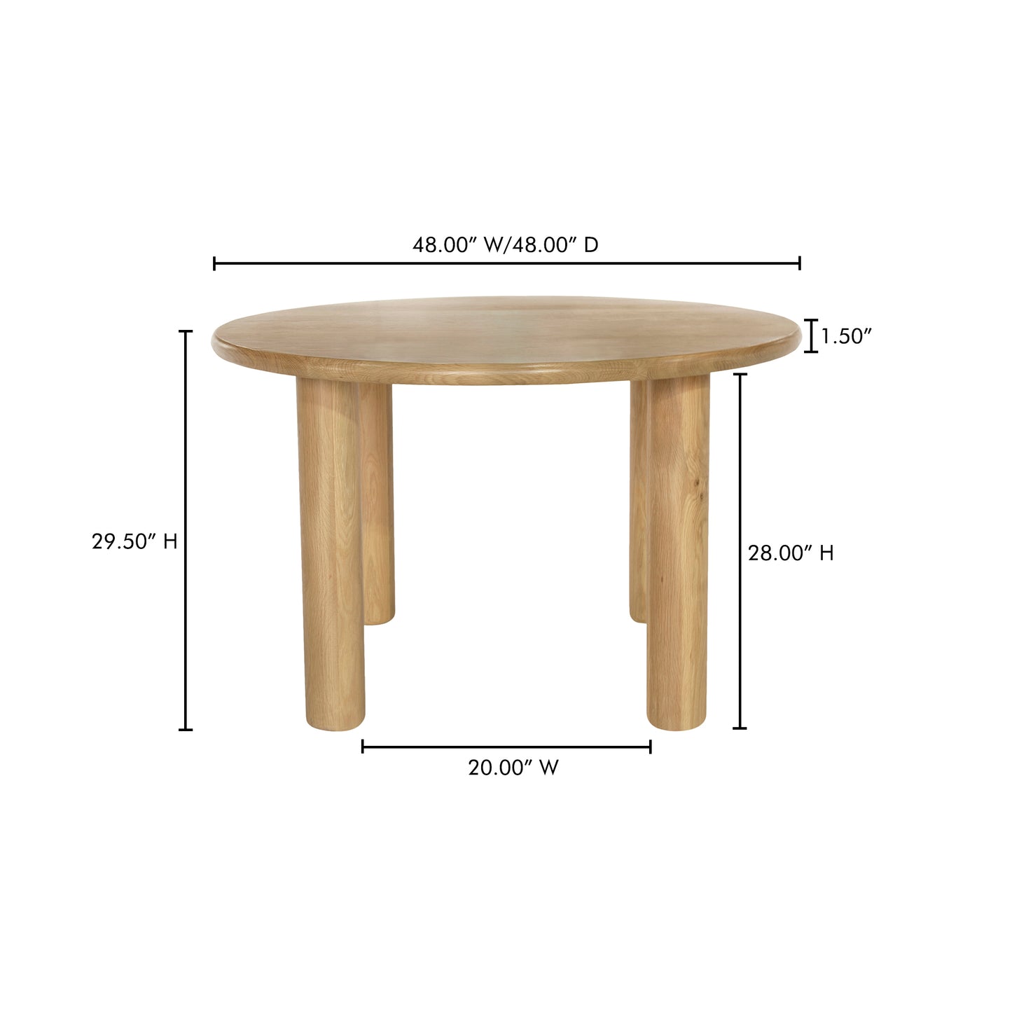 Milo Round Dining Table Oak by Moe's Home