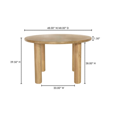 Milo Round Dining Table Oak by Moe's Home