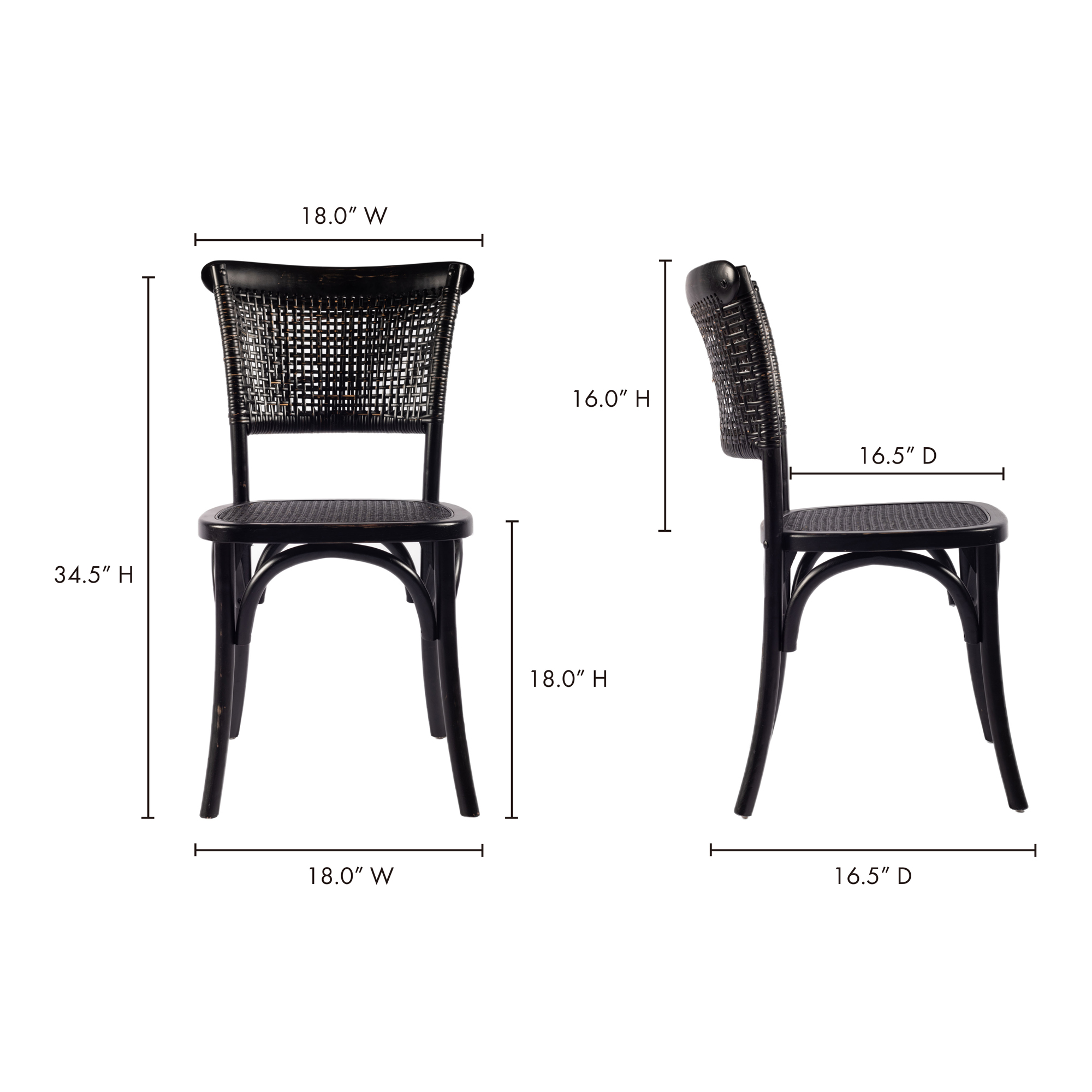 Churchill Dining Chair Antique Black - Set Of Two